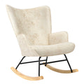 Polyester Fabric Rocking Chair with Wooden Base and Armrests White O258