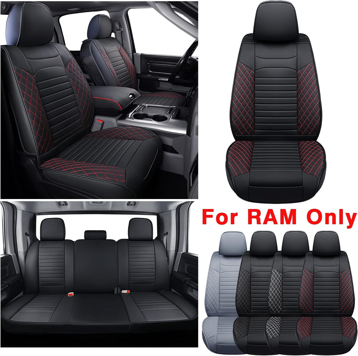 Black Waterproof Faux Leather Front Seat Covers A1526