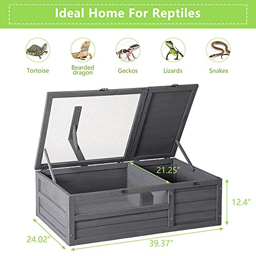 Grey Wooden Tortoise House Large Tortoise Enclosure G92331