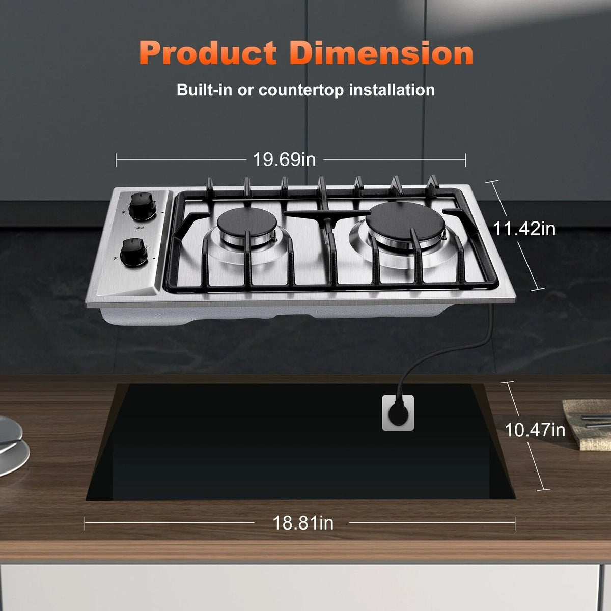 2-Burner 12 inch Stainless Steel Gas Cooktop Z50497