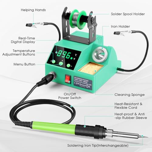 100W Digital Display Soldering Iron Station Kit with 2 Helping Hands B49847