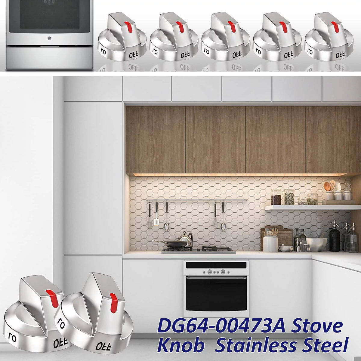 5 Pcs Burner Control Dial Knob for Stove W35271