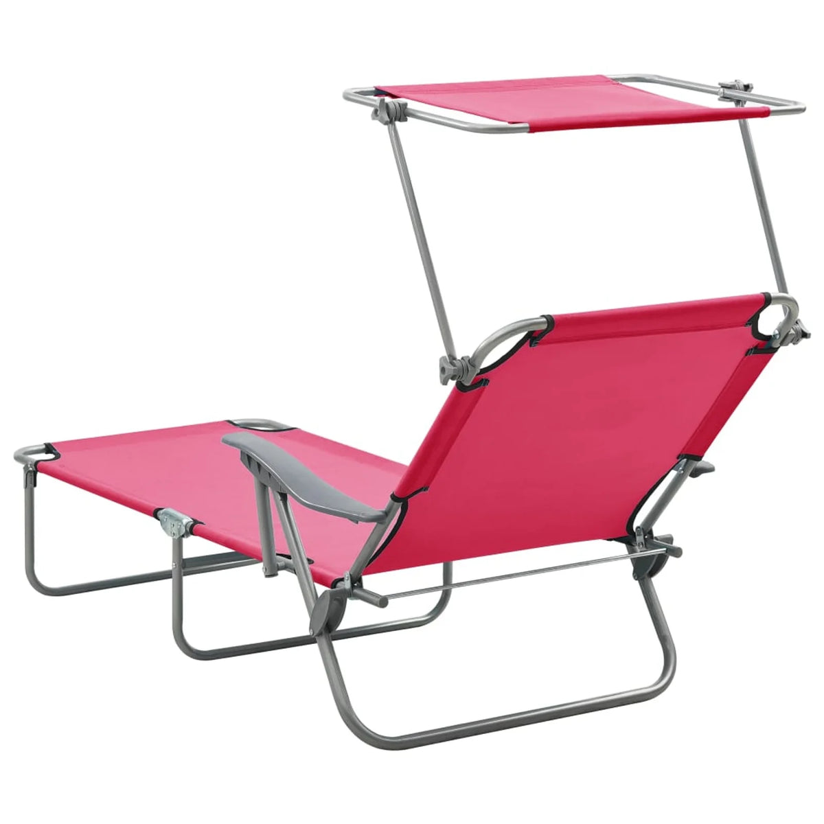 Pink Steel Sun Lounger with Canopy S847283