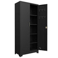 Black Metal Storage Cabinet with Locking Doors and Adjustable Shelves F457