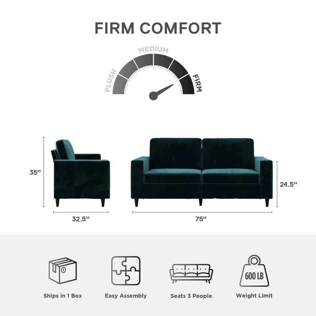 Green Velvet 3 Seater Sofa D45516