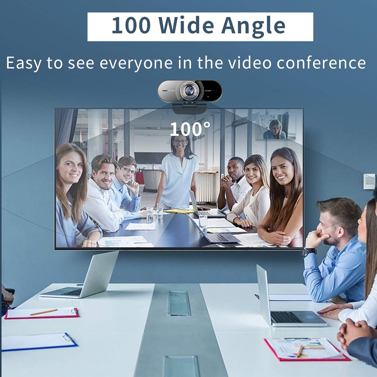 1080P Computer Camera with Microphone, Wide Angle Manual Focus Webcam Y114