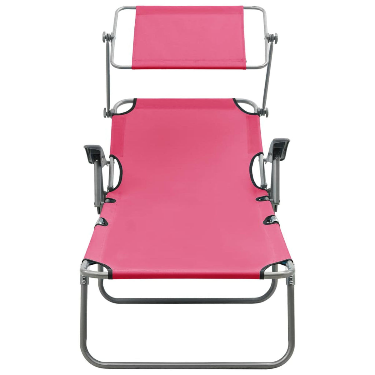 Pink Steel Sun Lounger with Canopy S847283