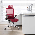 Red Mesh High Back Office Chair with Adjustable Headrest and Flip-Up Arms C245
