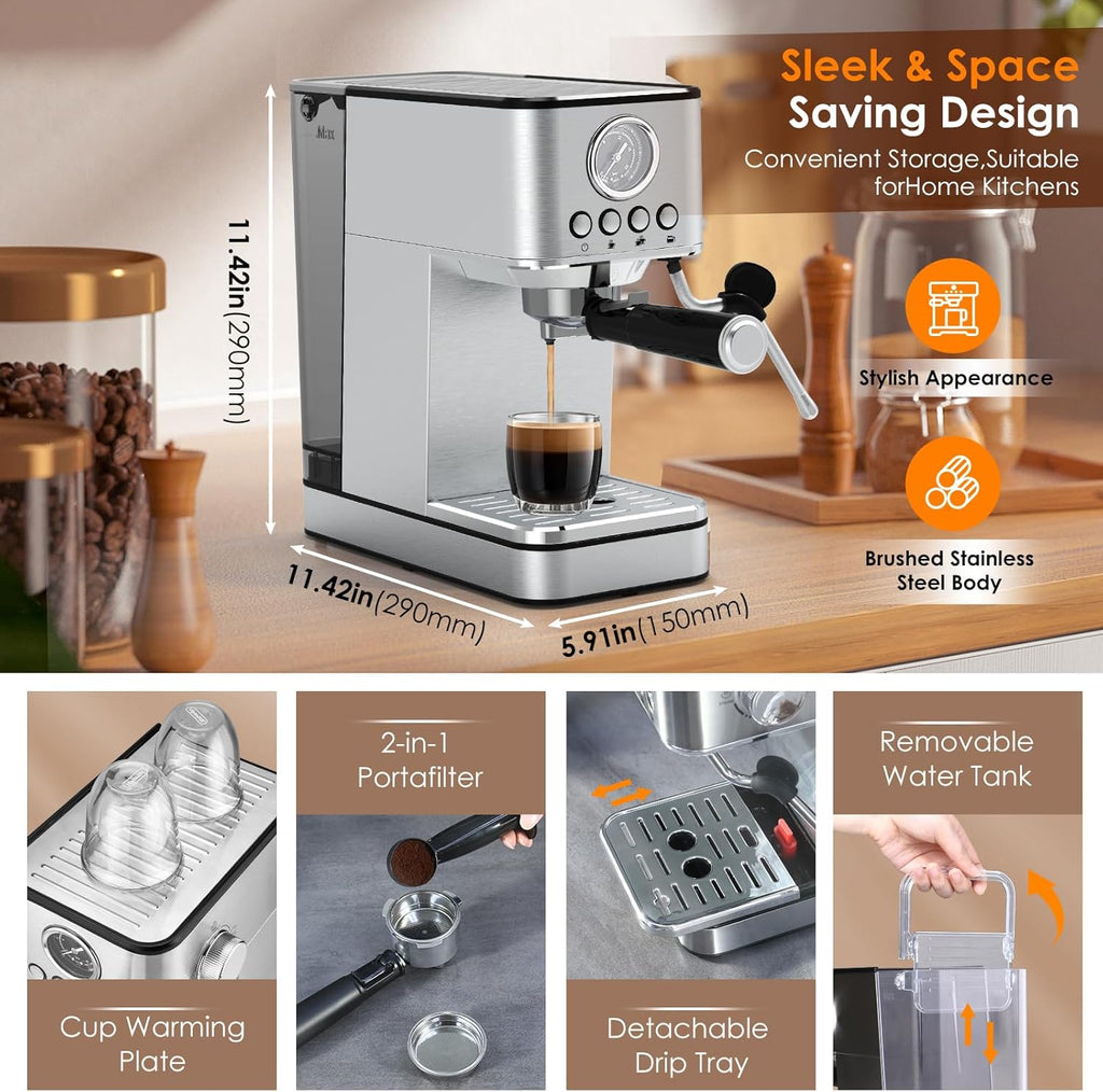 Stainless Steel Espresso Machine with Milk Frother R425867