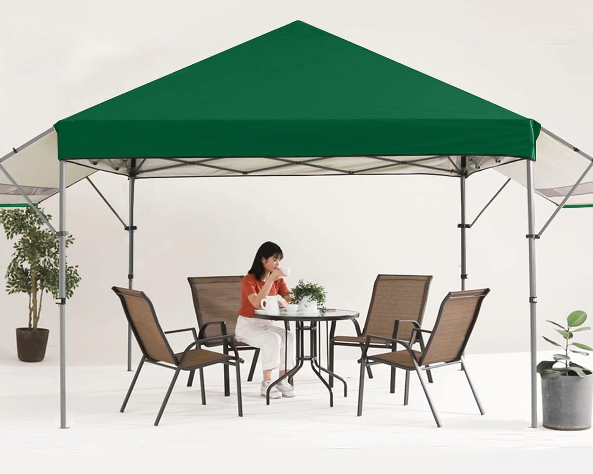 10x10 Pop-up Canopy Tent with Double Awnings Dark Gray B612