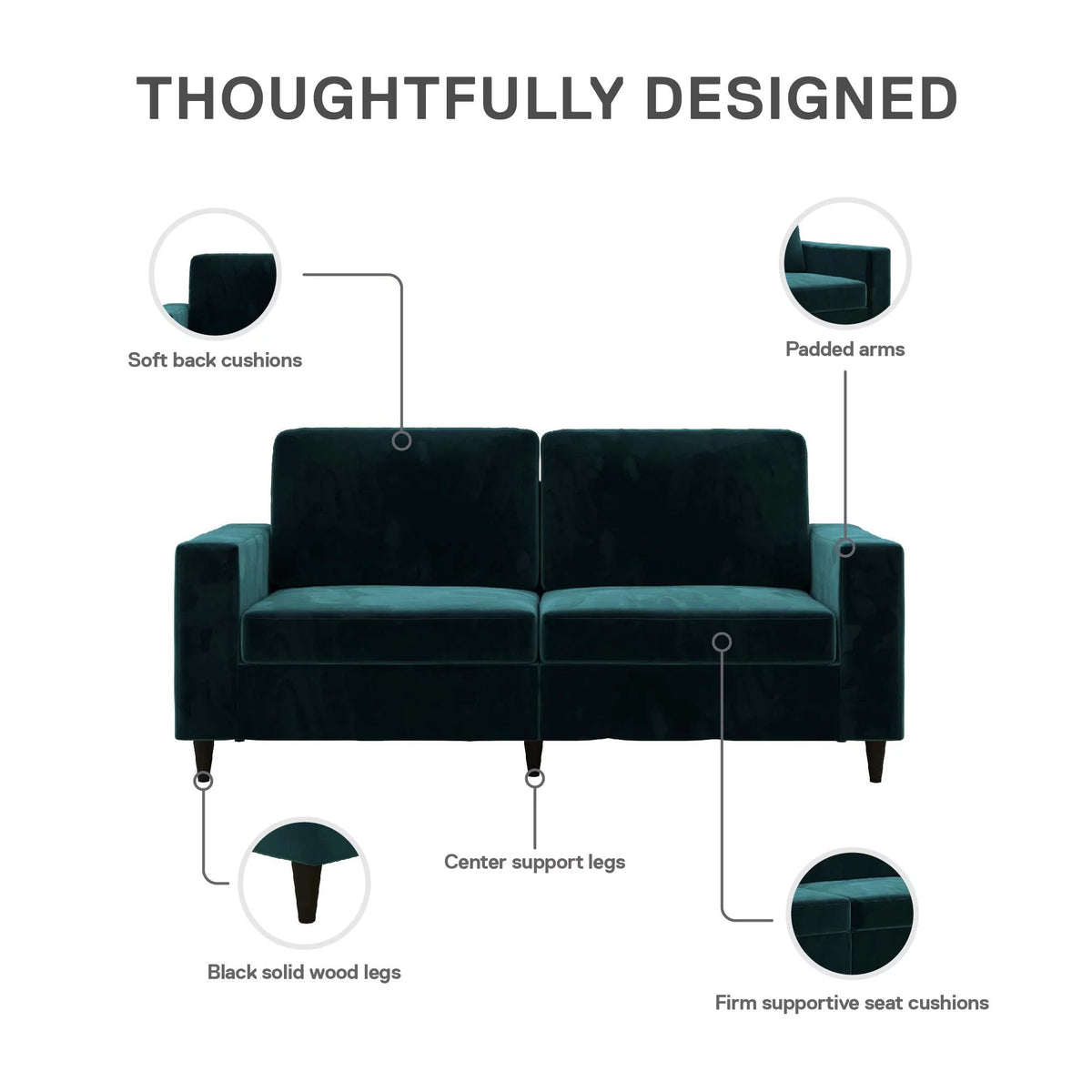 Green Velvet 3 Seater Sofa D45516