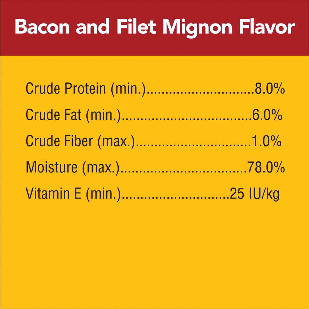 (16 pack) Adult Soft Wet Dog Food Bacon and Filet Mignon Flavor, 3.5 oz Pouch J371