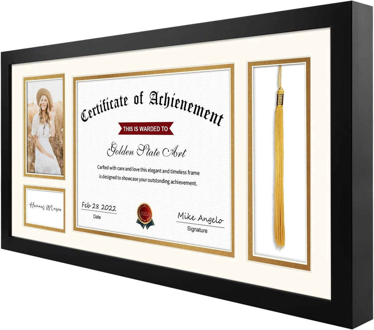 11x22 Certificate Frame with Tassel Holder & Real Glass B79578