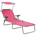 Pink Steel Sun Lounger with Canopy S847283