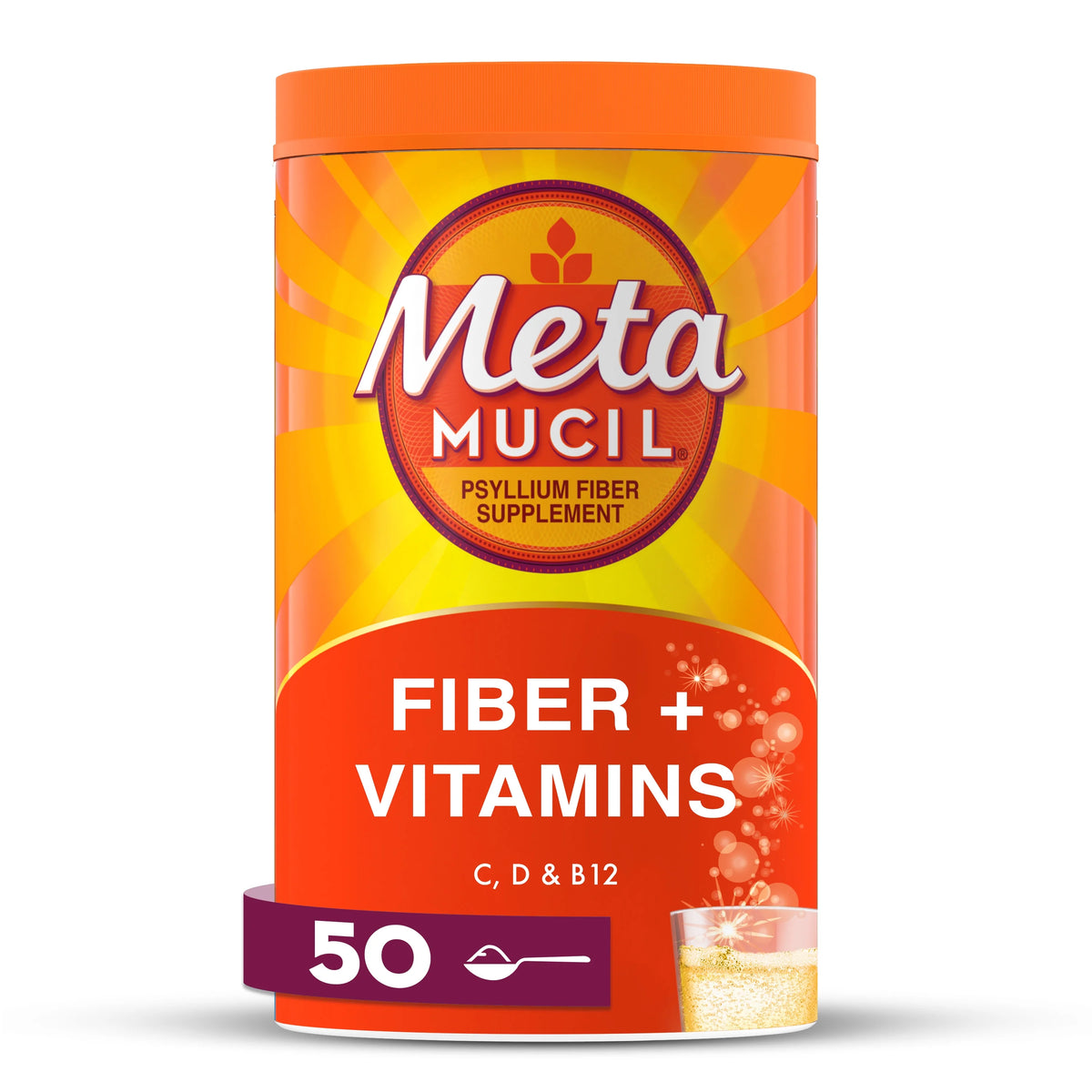 Sparkling Fiber Supplement with Vitamins C, D & B12, Citrus, 50 Servings O1635