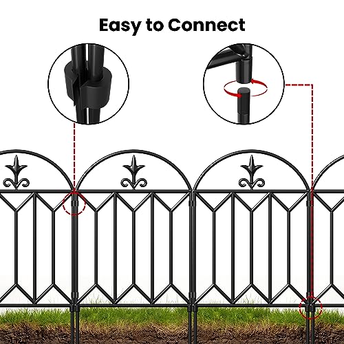 10 panels Decorative Garden Fences and Borders 24in(H)×10ft(L) No Dig Metal Fence Panel S510383