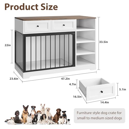 Black Wooden Dog Crate with 2 Drawers and 4 Shelves X45453