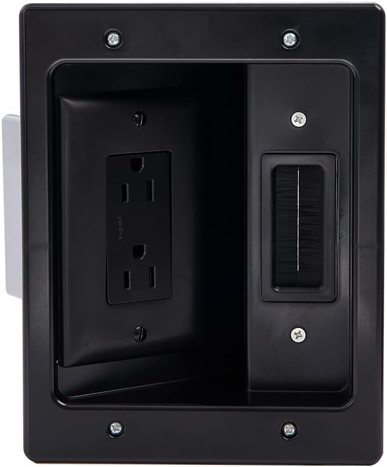 White Recessed In Wall TV Power Kit with USB T3362