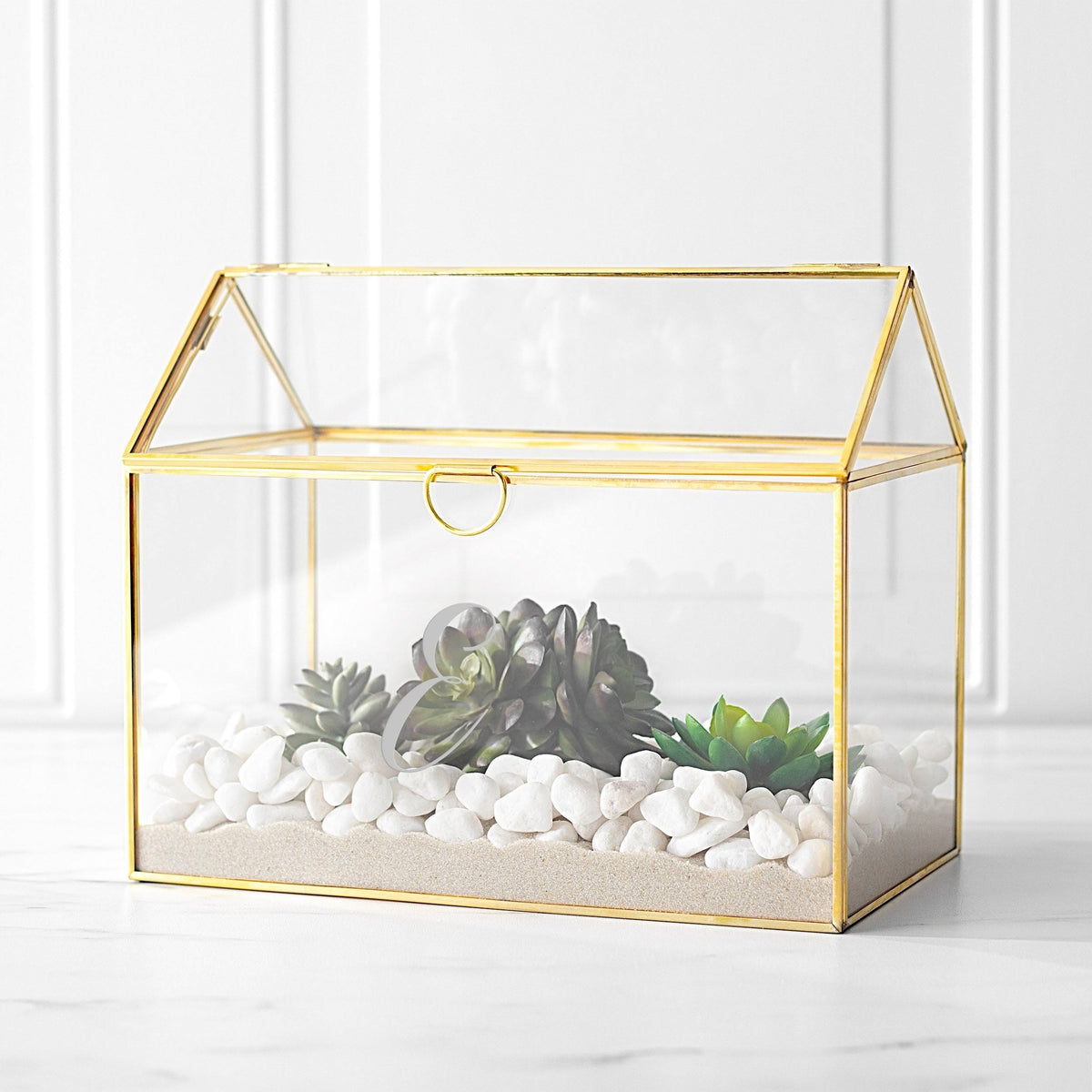 Gold Wedding Glass Terrarium Card Holder C71509
