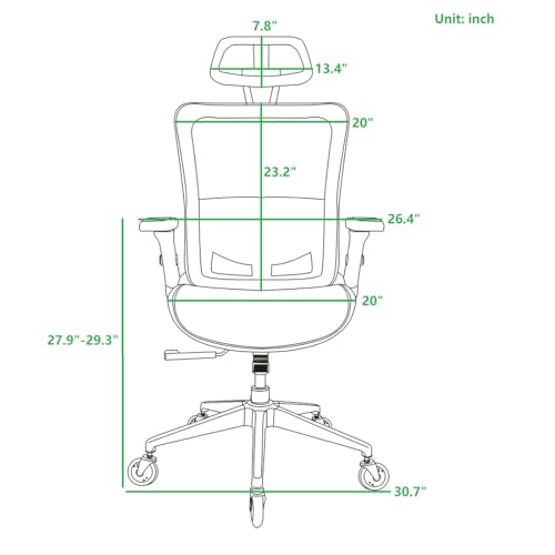 Red Mesh High Back Office Chair with Adjustable Headrest and Flip-Up Arms C245