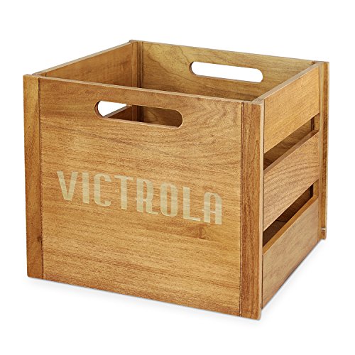 Wooden Record Crate Vinyl Album Holder Real Wood Espresso X955860
