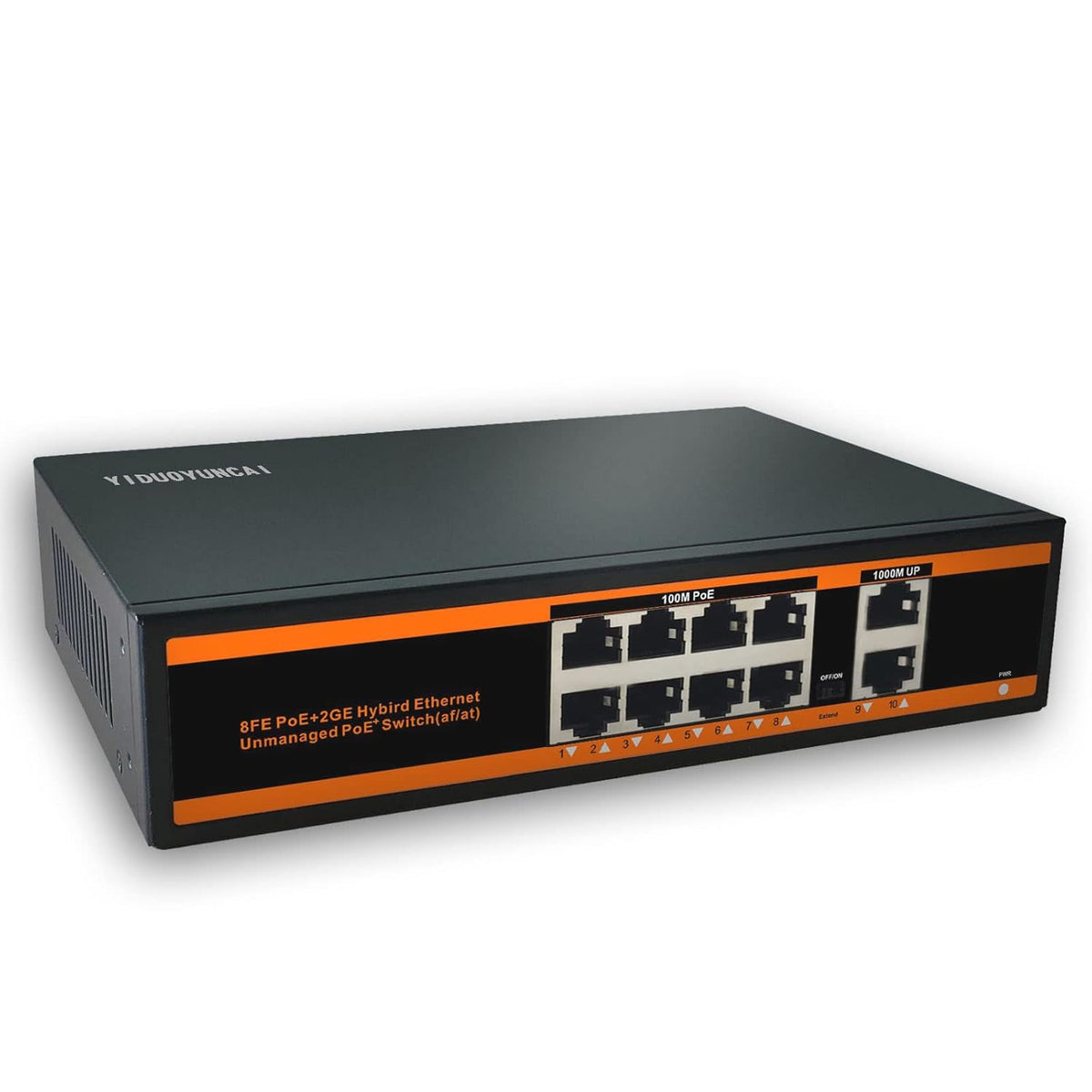 10 Ports Ethernet PoE Switch, 8 PoE Ports + 2 Uplink Ports, 150W, Metal Fanless, Unmanaged, Pack of 2 A977979