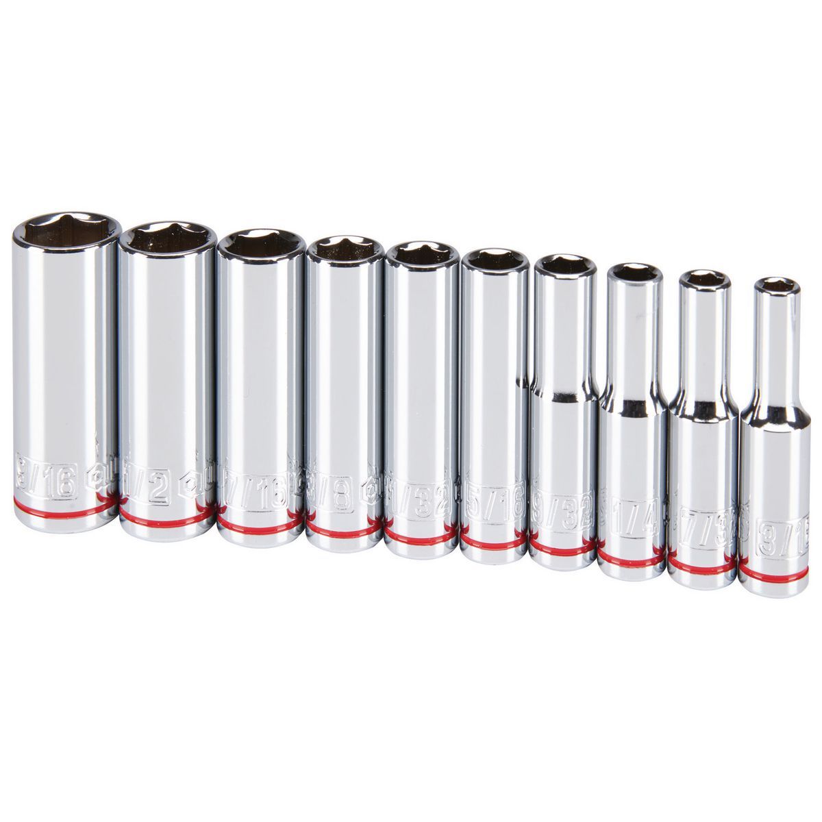1/4 in. Drive SAE Chrome Deep Socket Set, 10-Piece I61490