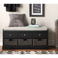 Black Storage Bench with 3 Drawers and 3 Baskets A213