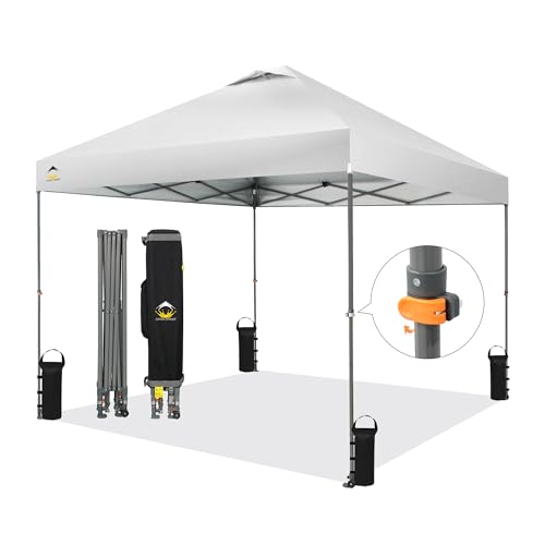 10x10 Pop Up Canopy Tent with Bag 8 Stakes 4 Sand Bags Grid Grey C452573