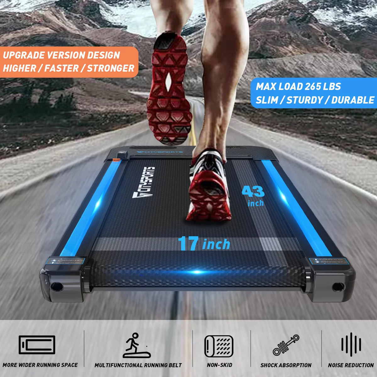 Portable Slim Treadmill with Audio Speakers A595188