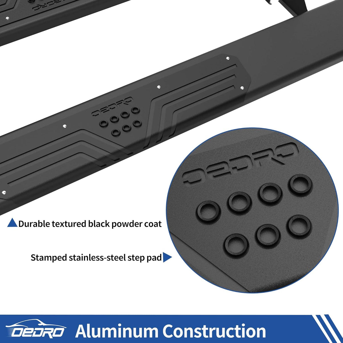 Black Textured Aluminum Side Steps Nerf Bars Y258