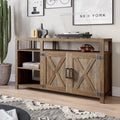 58" Farmhouse TV Stand with Storage Shelves and Cabinets W40186