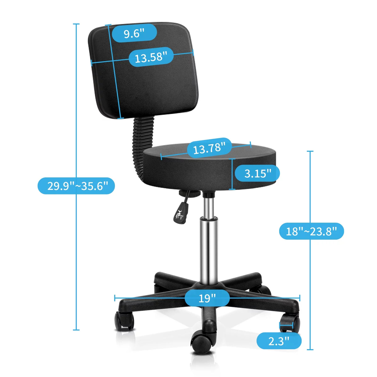 Adjustable Rolling Stool with Back J6990