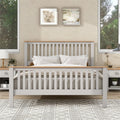 Gray Solid Platform Queen Bed with Oak Top R585406
