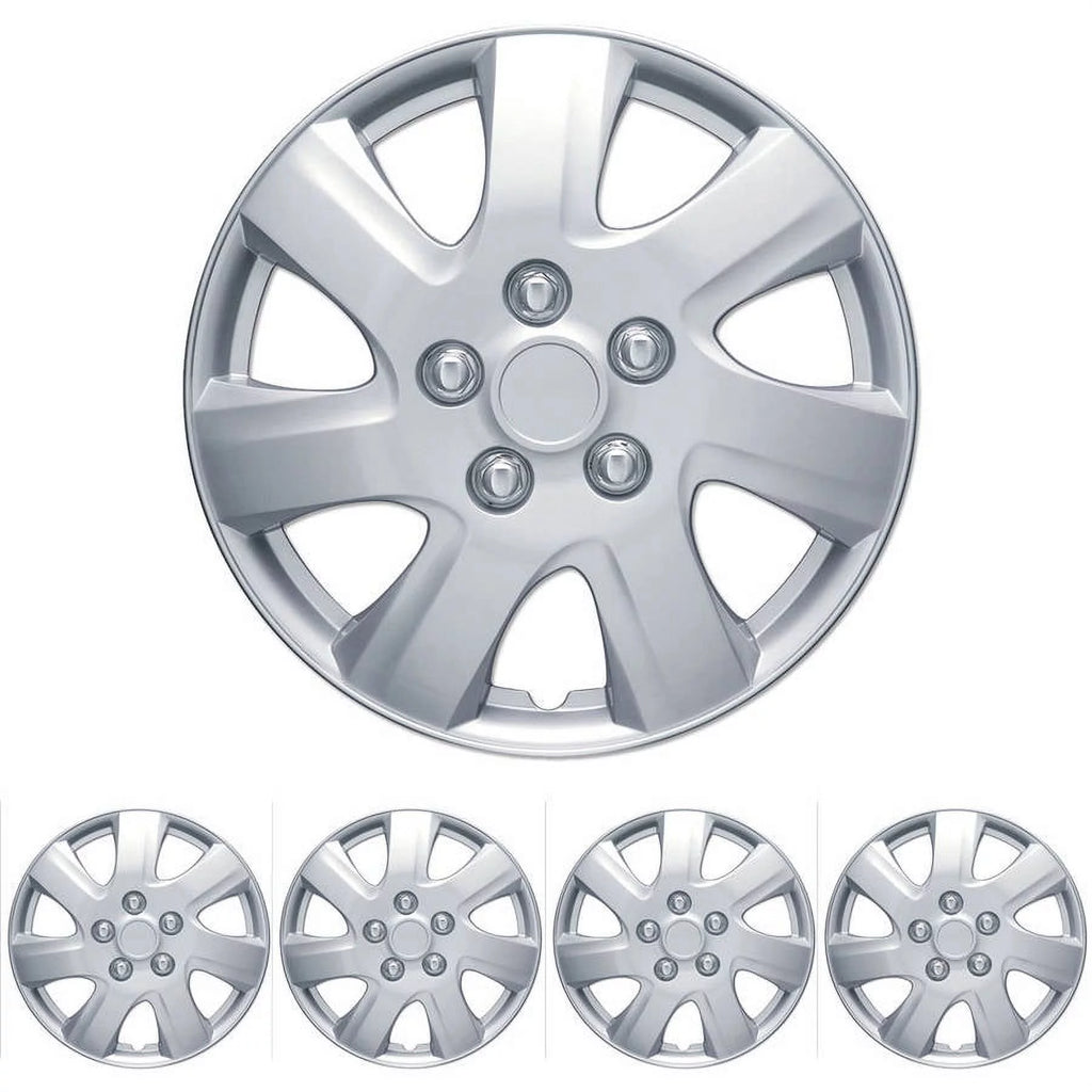 16 Silver ABS Plastic Hubcaps Wheel Cover, 4 Pieces I3775