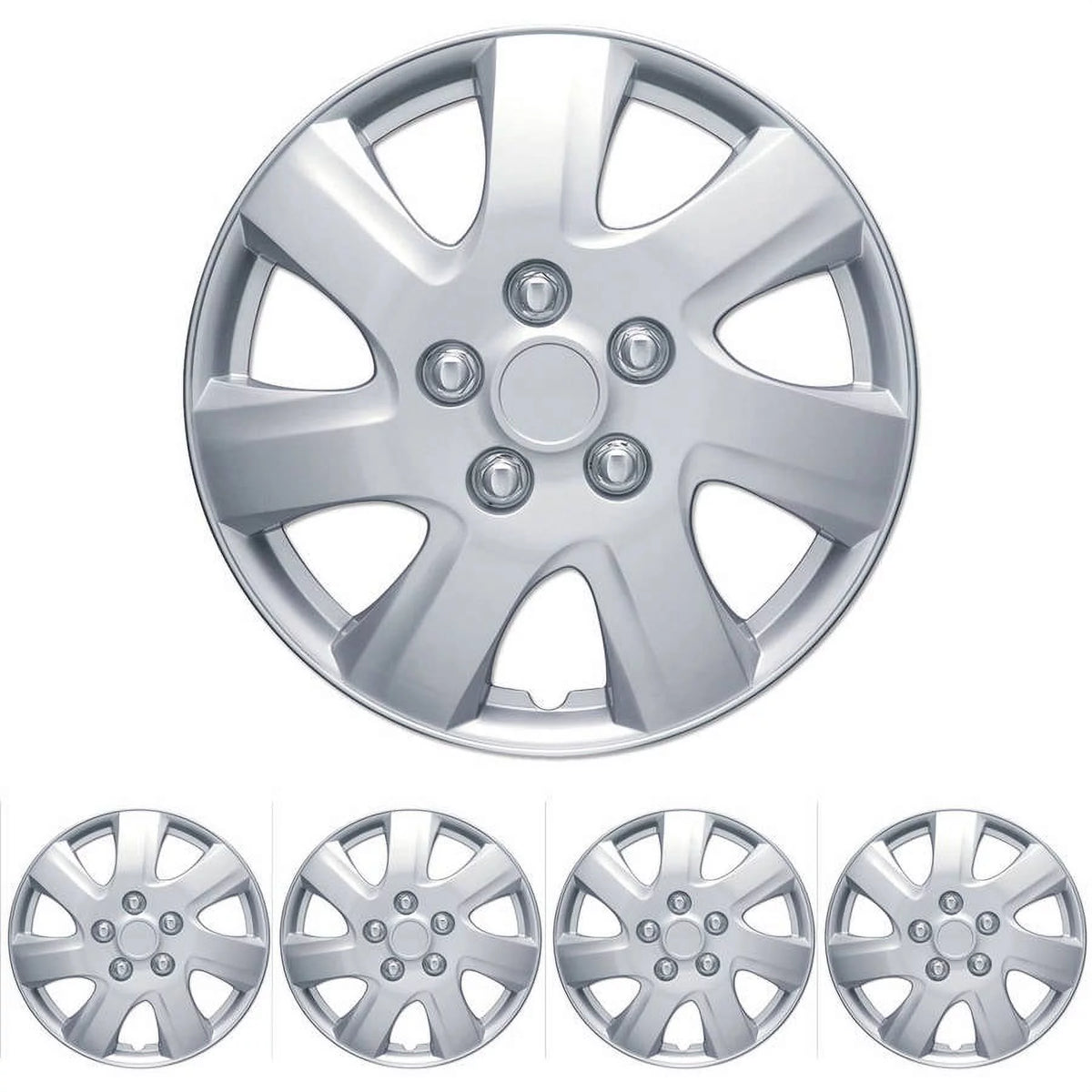 16 Silver ABS Plastic Hubcaps Wheel Cover, 4 Pieces I3775