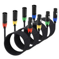 XLR DMX Cables 3ft 6 Pack Black Braided X408