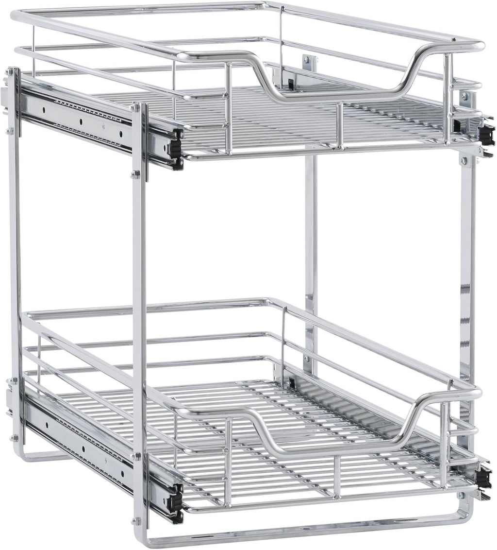 Chrome 2-Tier Sliding Cabinet Organizer E192