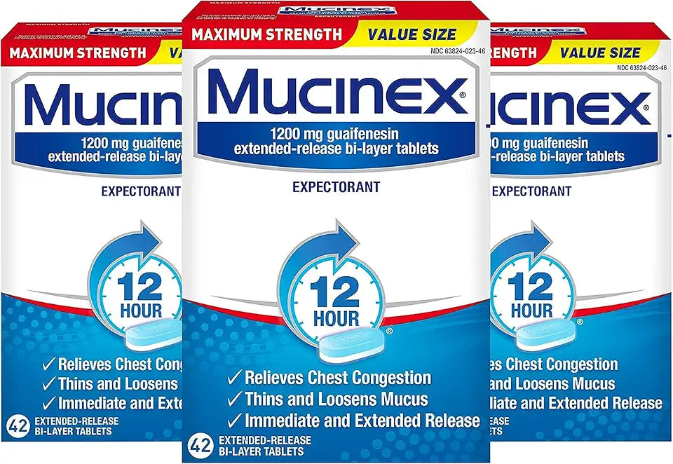 Maximum Strength Chest Congestion Expectorant 12 Hour Tablets 42 Count Pack of 3 D654698