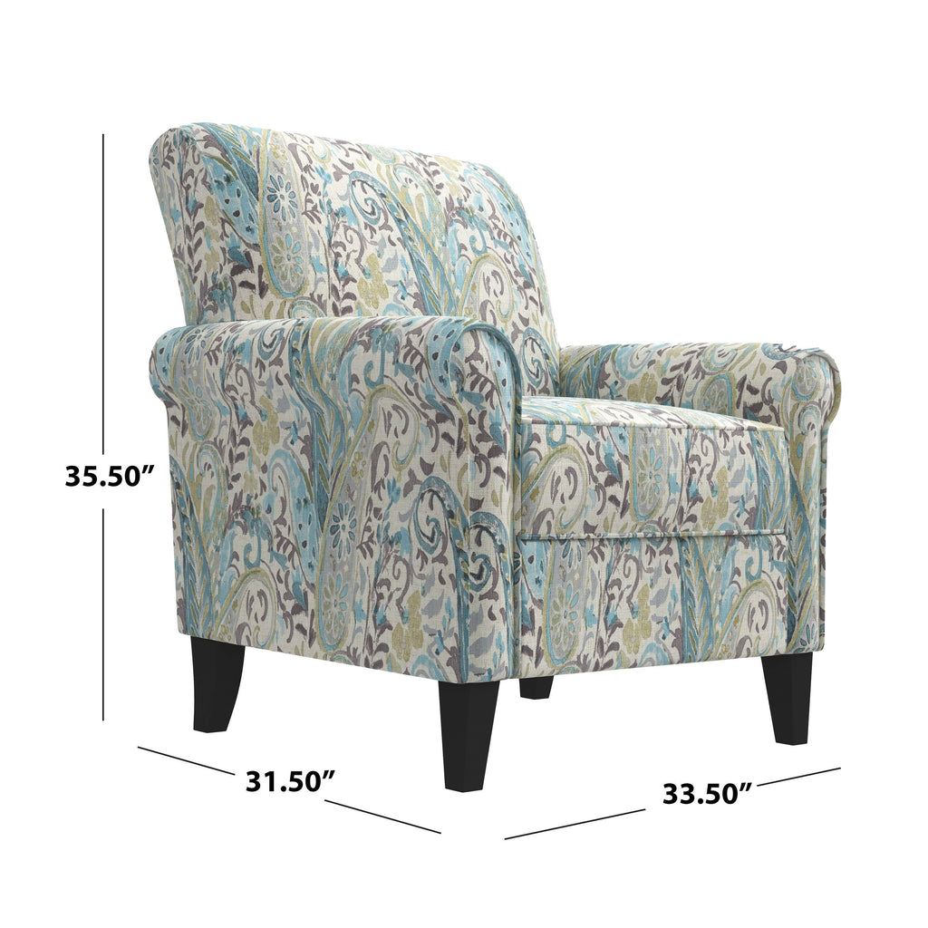 Caribbean Blue Herringbone Rolled Armchair C806453