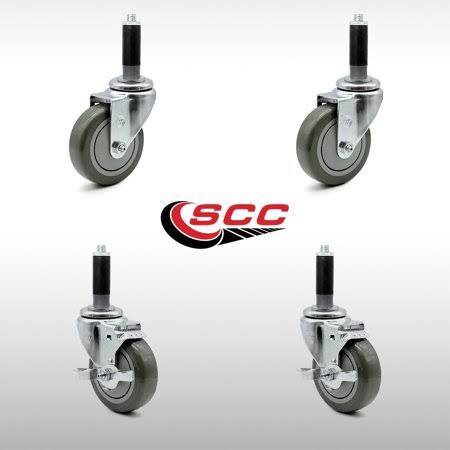 4 x 1.25 inch Stainless Steel Gray Polyurethane Wheels Caster Set of 4 U3210