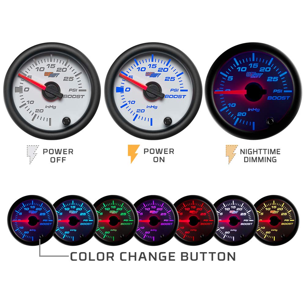 White 7 Color 260 F Transmission Temperature Gauge Kit 2-1/16" 52mm Pack of 2 N7033