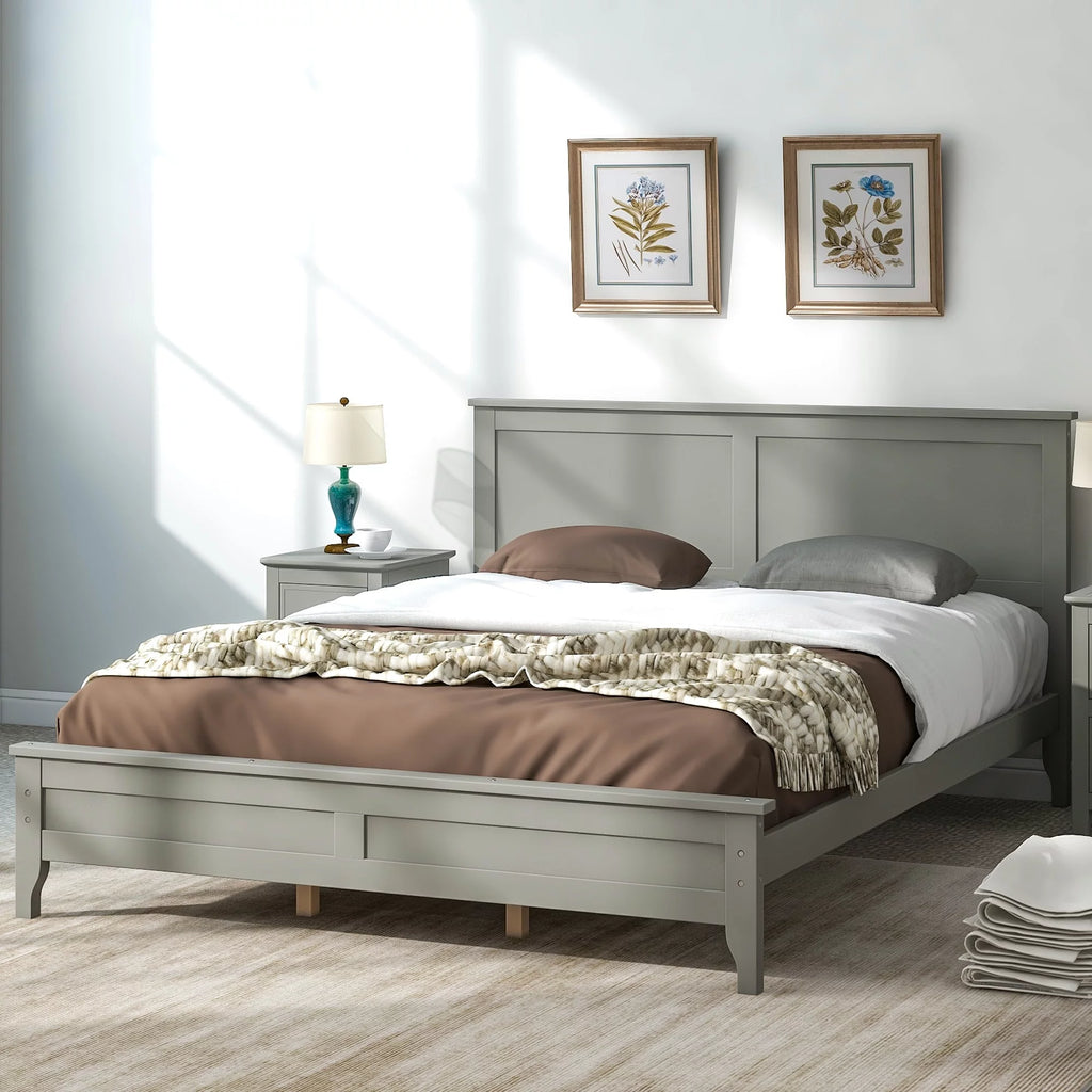 Queen Size Pine Platform Bed Frame with Headboard T915