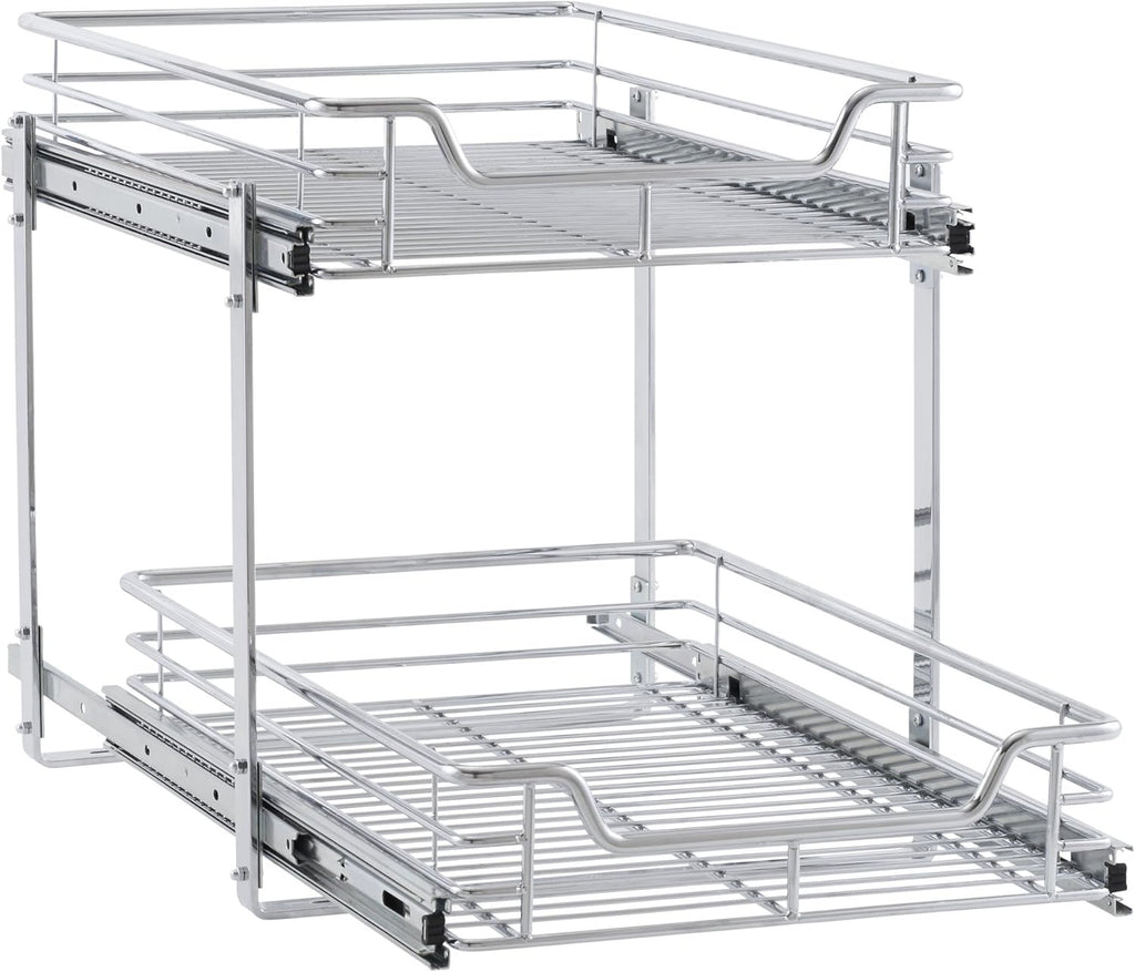 Chrome 2-Tier Sliding Cabinet Organizer E192