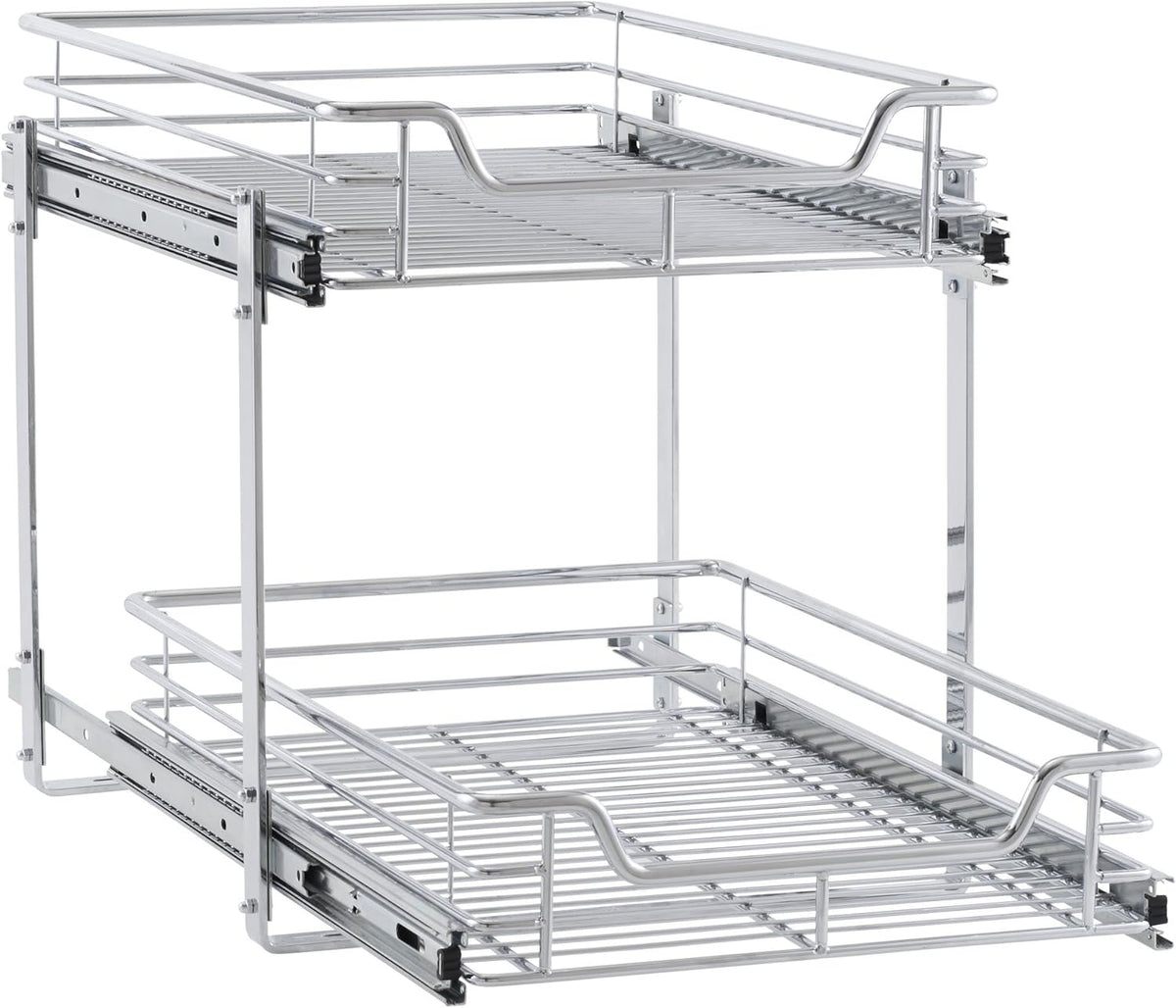 Chrome 2-Tier Sliding Cabinet Organizer E192