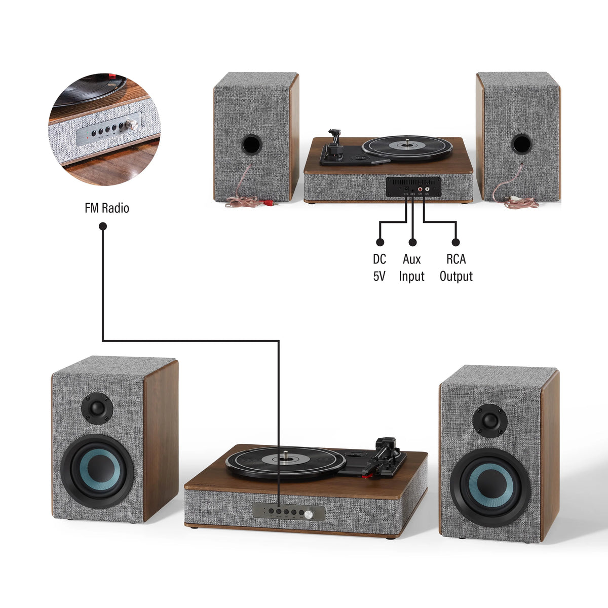 Vinyl Record Player with Speakers with Wireless Bluetooth and FM Radio I22636