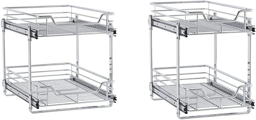 Chrome 2-Tier Sliding Cabinet Organizer E192