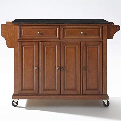 Solid Black Granite Top Kitchen Cart B707075