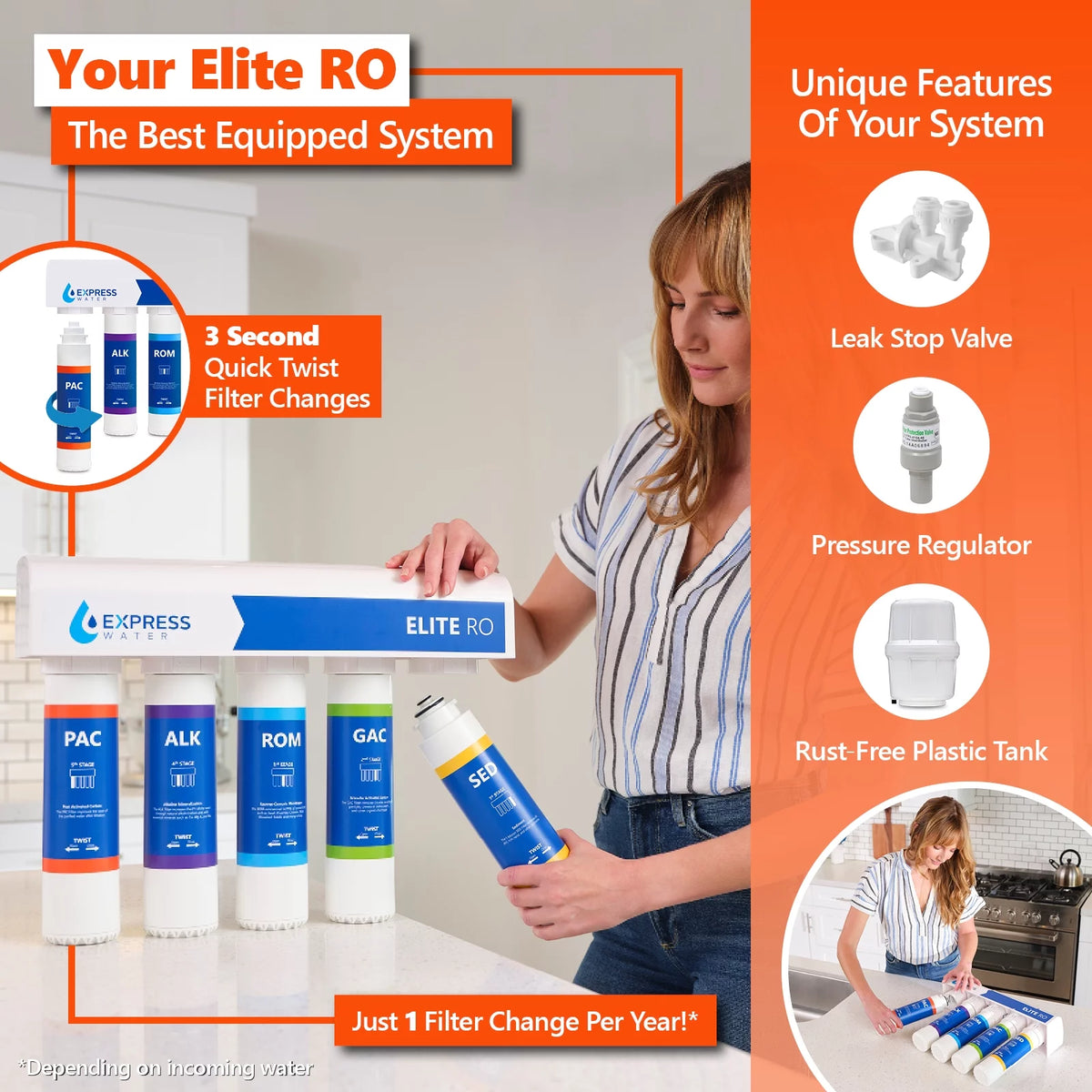 9 Stage Reverse Osmosis Alkaline Water Filtration System F787934