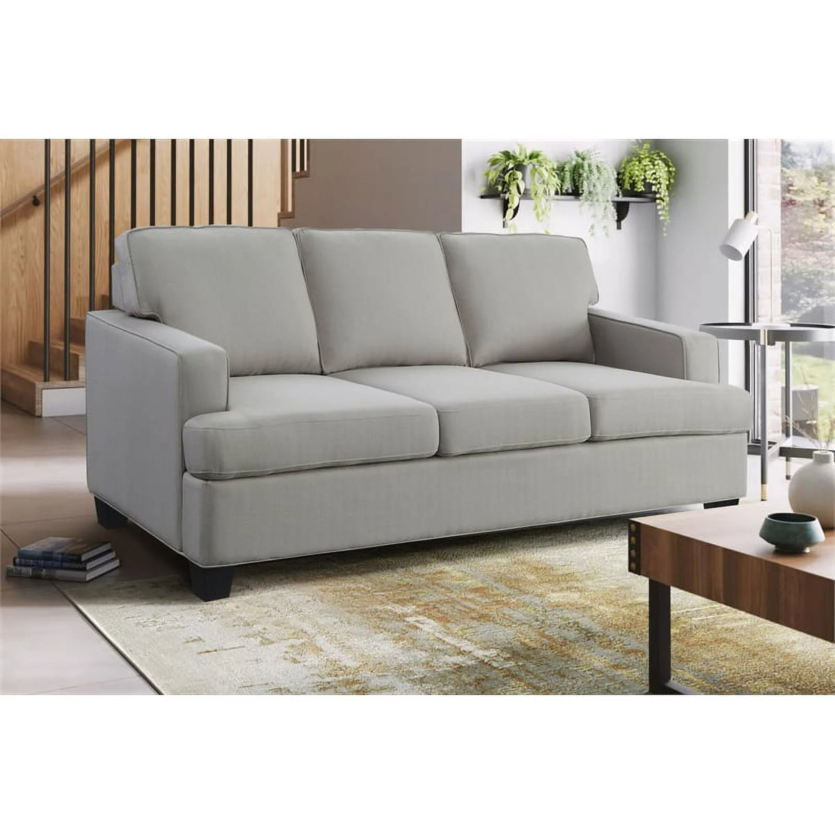 84" Polyester Fabric Sofa in Gray E872